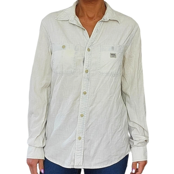 Denim& Supply Ralph Lauren Button Down Cotton Shirt Size Medium White - Picture 1 of 4